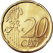 Luxembourg 20 Euro Cent 1st map 2002 (u) Proof KM# 79 20 EURO CENT LL coin reverse Luxembourg 20 Euro Cent 1st map 2002 (u) Proof KM# 79 20 EURO CENT LL coin reverse