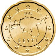 Estonia 20 Euro Cent Map of Estonia 2018 KM# 65 2011 EESTI coin obverse Estonia 20 Euro Cent Map of Estonia 2018 KM# 65 2011 EESTI coin obverse