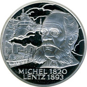 Luxembourg 20 EURO Michel Lentz 1997 Proof MICHEL 1820 LENTZ 1893 coin obverse Luxembourg 20 EURO Michel Lentz 1997 Proof MICHEL 1820 LENTZ 1893 coin obverse