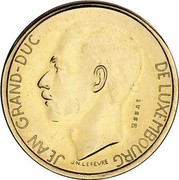 Luxembourg 20 F Jean 1980 Essai KM# E90 JEAN GRAND-DUC DE LUXEMBOURG ESSAI J.N. LEFEVRE coin obverse Luxembourg 20 F Jean 1980 Essai KM# E90 JEAN GRAND-DUC DE LUXEMBOURG ESSAI J.N. LEFEVRE coin obverse