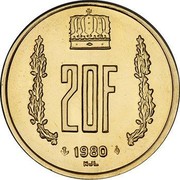 Luxembourg 20 F Jean 1980 Essai KM# E90 20F 1980 NJL coin reverse Luxembourg 20 F Jean 1980 Essai KM# E90 20F 1980 NJL coin reverse