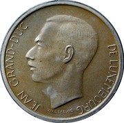 Luxembourg 20 Francs Jean. Grand Duchy 1980 Proof KM# 58a JEAN GRAND-DUC DE LUXEMBOURG J.N. LEFEVRE coin obverse Luxembourg 20 Francs Jean. Grand Duchy 1980 Proof KM# 58a JEAN GRAND-DUC DE LUXEMBOURG J.N. LEFEVRE coin obverse