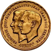 Luxembourg 20 Francs Luxembourg Royal Wedding 1953 X# M1 GRAND DUCHE DE LUXEMBOURG 9 • 4 • 1953 coin obverse Luxembourg 20 Francs Luxembourg Royal Wedding 1953 X# M1 GRAND DUCHE DE LUXEMBOURG 9 • 4 • 1953 coin obverse