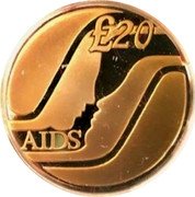Cyprus 20 Pounds Special Government Fund against AIDS 1994 Proof KM# 93 £20 AIDS coin reverse Cyprus 20 Pounds Special Government Fund against AIDS 1994 Proof KM# 93 £20 AIDS coin reverse
