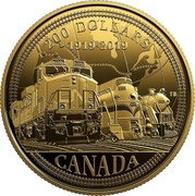 Canada 200 Dollars 100th Anniversary of Canadian National Railway 2019 200 DOLLARS 1919-2019 CANADA coin reverse Canada 200 Dollars 100th Anniversary of Canadian National Railway 2019 200 DOLLARS 1919-2019 CANADA coin reverse