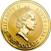 Australia 200 Dollars Australian Kangaroo 2009 P Proof ELIZABETH II AUSTRALIA 200 DOLLARS coin obverse Australia 200 Dollars Australian Kangaroo 2009 P Proof ELIZABETH II AUSTRALIA 200 DOLLARS coin obverse