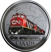 Canada 25 Cents 100th Anniversary of CN Rail 2019 25 CENTS 2019 CANADA coin reverse Canada 25 Cents 100th Anniversary of CN Rail 2019 25 CENTS 2019 CANADA coin reverse
