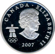 Canada 25 Cents Ice hockey 2007 Proof CANADA ELIZABETH II 2007 coin obverse Canada 25 Cents Ice hockey 2007 Proof CANADA ELIZABETH II 2007 coin obverse