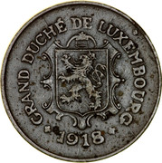 Luxembourg 5 Centimes Charlotte 1918 KM# 30 GRAND DUCHÉ DE LUXEMBOURG + 1918 + coin obverse Luxembourg 5 Centimes Charlotte 1918 KM# 30 GRAND DUCHÉ DE LUXEMBOURG + 1918 + coin obverse