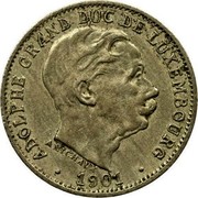 Luxembourg 5 Centimes Adolphe 1901 KM# 24 ADOLPHE GRAND DUC DE LUXEMBOURG A MICHAUX ∙ 1901 ∙ coin obverse Luxembourg 5 Centimes Adolphe 1901 KM# 24 ADOLPHE GRAND DUC DE LUXEMBOURG A MICHAUX ∙ 1901 ∙ coin obverse