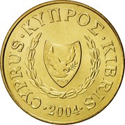 Cyprus 5 Cents Type 2 coat of arms 2004 KM# 55.3 CYPRUS ∙ ΚΥΠΡΟΣ ∙ KIBRIS ∙ 2004 1960 coin obverse Cyprus 5 Cents Type 2 coat of arms 2004 KM# 55.3 CYPRUS ∙ ΚΥΠΡΟΣ ∙ KIBRIS ∙ 2004 1960 coin obverse