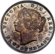 Canada 5 Cents Victoria (Pattern) 1864 1 known coin KM# Pn3 VICTORIA D: G: REG: NEWFOUNDLAND coin obverse Canada 5 Cents Victoria (Pattern) 1864 1 known coin KM# Pn3 VICTORIA D: G: REG: NEWFOUNDLAND coin obverse