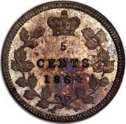 Canada 5 Cents Victoria (Pattern) 1864 1 known coin KM# Pn3 5 CENTS 1864 coin reverse