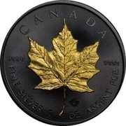 Canada 5 Dollars (Maple Leaf with Black Ruthenium and Gold Plating) CANADA 9999 9999 FINE SILVER 1 OZ ARGENT PUR coin reverse Canada 5 Dollars (Maple Leaf with Black Ruthenium and Gold Plating) CANADA 9999 9999 FINE SILVER 1 OZ ARGENT PUR coin reverse