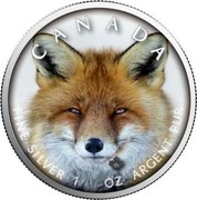 Canada 5 Dollars Wildlife - Red Fox 2019 CANADA FINE SILVER 1 OZ ARGENT PUR coin reverse