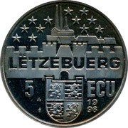 Luxembourg 5 ECU Charlotte 1996 UNC X# 63 LËTZEBUERG 5 ECU 1996 coin reverse