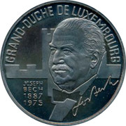 Luxembourg 5 ECU Joseph Bech 1993 UNC X# 35 GRAND-DUCHE DE LUXEMBOURG JOSEPH BECH 1887- 1975 coin obverse Luxembourg 5 ECU Joseph Bech 1993 UNC X# 35 GRAND-DUCHE DE LUXEMBOURG JOSEPH BECH 1887- 1975 coin obverse