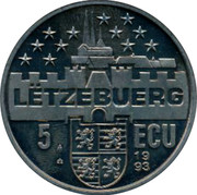 Luxembourg 5 ECU Joseph Bech 1993 UNC X# 35 LËTZEBUERG 5 ECU 1993 coin reverse Luxembourg 5 ECU Joseph Bech 1993 UNC X# 35 LËTZEBUERG 5 ECU 1993 coin reverse
