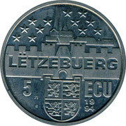 Luxembourg 5 ECU Marie Therese 1994 UNC X# 42 LËTZEBUERG 5 ECU 1995 coin reverse Luxembourg 5 ECU Marie Therese 1994 UNC X# 42 LËTZEBUERG 5 ECU 1995 coin reverse