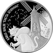 Latvia 5 Euro Cat's Mill 2019 Proof, Struck KĀRLIS SKALBE "KAĶĪŠA DZIRNAVAS" 5 EURO coin obverse Latvia 5 Euro Cat's Mill 2019 Proof, Struck KĀRLIS SKALBE "KAĶĪŠA DZIRNAVAS" 5 EURO coin obverse