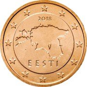 Estonia 5 Euro Cent Map of Estonia 2018 KM# 63 2011 EESTI coin obverse Estonia 5 Euro Cent Map of Estonia 2018 KM# 63 2011 EESTI coin obverse