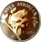 Luxembourg 5 Euro Hyla arborea 2017 Proof HYLA ARBOREA 5 EURO coin reverse Luxembourg 5 Euro Hyla arborea 2017 Proof HYLA ARBOREA 5 EURO coin reverse