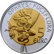 Luxembourg 5 Euro Ophrys bourdon 2012 Proof KM# 124 OPHRYS FUCIFLORA 5 EURO coin reverse Luxembourg 5 Euro Ophrys bourdon 2012 Proof KM# 124 OPHRYS FUCIFLORA 5 EURO coin reverse