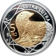 Luxembourg 5 Euro Otter 2011 Proof KM# 118 LUTRA LUTRA 5 EURO coin reverse