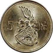 Luxembourg 5 Francs Charlotte 1929 KM# 38 5 FR. coin reverse