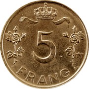 Luxembourg 5 Francs Charlotte 1949 KM# 50 5 A. FRANG B. coin reverse Luxembourg 5 Francs Charlotte 1949 KM# 50 5 A. FRANG B. coin reverse