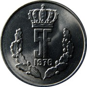 Luxembourg 5 Francs Jean 1976 KM# 56 5F 1971 coin reverse