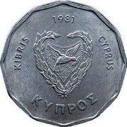 Cyprus 5 Mils Small year 1981 KM# 50.1 KIBRIS 1981 CYPRUS ΚΥΠΡΟΣ coin obverse