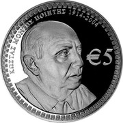 Cyprus € 5 The poet Costas Montis 2014 Proof KM# 101 ΚΩΣΤΑΣ ΜΟΝΤΗΣ ΠΟΙΗΤΗΣ 1914-2014 €5 coin reverse Cyprus € 5 The poet Costas Montis 2014 Proof KM# 101 ΚΩΣΤΑΣ ΜΟΝΤΗΣ ΠΟΙΗΤΗΣ 1914-2014 €5 coin reverse