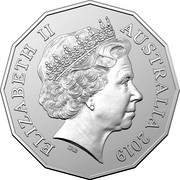 Australia 50 Cents 90th Anniversary of The Ghan 2019 BU ELIZABETH II AUSTRALIA 2019 IRB coin obverse Australia 50 Cents 90th Anniversary of The Ghan 2019 BU ELIZABETH II AUSTRALIA 2019 IRB coin obverse