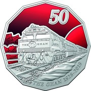 Australia 50 Cents 90th Anniversary of The Ghan 2019 BU 50 NR 75 THE GHAN NR75 TD THE GHAN 1929-2019 coin reverse Australia 50 Cents 90th Anniversary of The Ghan 2019 BU 50 NR 75 THE GHAN NR75 TD THE GHAN 1929-2019 coin reverse
