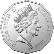 Australia 50 Cents Coat of Arms (5th portrait) 2019 UNC ELIZABETH II AUSTRALIA 2019 VG coin obverse Australia 50 Cents Coat of Arms (5th portrait) 2019 UNC ELIZABETH II AUSTRALIA 2019 VG coin obverse