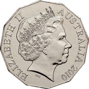 Australia 50 Cents (Melbourne Cup) KM# 1501 ELIZABETH II AUSTRALIA 2010 IRB coin obverse Australia 50 Cents (Melbourne Cup) KM# 1501 ELIZABETH II AUSTRALIA 2010 IRB coin obverse