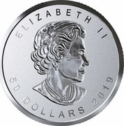Canada 50 Dollars Gold Maple Leaf 40th Anniversary 2019 ELIZABETH II 50 DOLLARS 2019 coin obverse Canada 50 Dollars Gold Maple Leaf 40th Anniversary 2019 ELIZABETH II 50 DOLLARS 2019 coin obverse