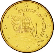 Cyprus 50 Euro Cent Kyrenia Ship 2008 KM# 83 ΚΥΠΡΟΣ 2008 KIBRIS coin obverse Cyprus 50 Euro Cent Kyrenia Ship 2008 KM# 83 ΚΥΠΡΟΣ 2008 KIBRIS coin obverse