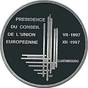 Luxembourg 500 Francs Presidency of the European Community (1997) (qp) KM# 72 PRESIDENCE DU CONSEIL DE L'UNION EUROPEENNE VII ∙ 1997 XII ∙ 1997 LUXEMBOURG 97 coin reverse Luxembourg 500 Francs Presidency of the European Community (1997) (qp) KM# 72 PRESIDENCE DU CONSEIL DE L'UNION EUROPEENNE VII ∙ 1997 XII ∙ 1997 LUXEMBOURG 97 coin reverse
