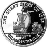 Malta 500 Liras The Great Siege of 1565 2000 Proof X# 304 THE GREAT SIEGE OF 1565 SEPTEMBER 7TH 1565 GRAND HARBOUR coin reverse