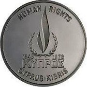 Cyprus 500 Mils 30th Anniversary of Universal Declaration of Human Rights 1978 Proof KM# 48a HUMAN RIGHTS 1948 1978 ΚΥΠΡΟΣ CYPRUS ∙ KIBRIS coin obverse