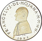 Malta 5•Scvdi (Angelo) X# 44 FR•ANGELVS•DE•MOJANA•M•M•H•H• J. P. 1971 coin obverse Malta 5•Scvdi (Angelo) X# 44 FR•ANGELVS•DE•MOJANA•M•M•H•H• J. P. 1971 coin obverse