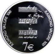 Estonia 7€ Raimond Valgre 2013 Proof KM# 73 RAIMOND VALGRE 100 R. VALGRE RAIMOND VALGRE 100 7€ coin reverse Estonia 7€ Raimond Valgre 2013 Proof KM# 73 RAIMOND VALGRE 100 R. VALGRE RAIMOND VALGRE 100 7€ coin reverse