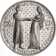 Luxembourg 700 Euro Cent Anniversary of Marriage 2010 Proof KM# 113 ANNIVERSAIRE DE MARIAGE 700 C EURO CENT 1310 2010 JEAN DE LUXEMBOURG ELISABETH coin reverse Luxembourg 700 Euro Cent Anniversary of Marriage 2010 Proof KM# 113 ANNIVERSAIRE DE MARIAGE 700 C EURO CENT 1310 2010 JEAN DE LUXEMBOURG ELISABETH coin reverse