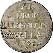 Luxembourg 72 Asses (Sols) Frans II 1795 KM# 20 AD USUM LUXEMBURGI CCVALLATI 1795 coin obverse Luxembourg 72 Asses (Sols) Frans II 1795 KM# 20 AD USUM LUXEMBURGI CCVALLATI 1795 coin obverse