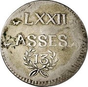 Luxembourg 72 Asses (Sols) Frans II 1795 KM# 20 LXXII ASSES 13 coin reverse Luxembourg 72 Asses (Sols) Frans II 1795 KM# 20 LXXII ASSES 13 coin reverse