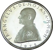 Malta 9 Tari Angelo 1972 proof X# 49 FR∙ANGELUS∙DE∙MOJANA∙M∙M∙H∙H∙ 1972 J. P. coin obverse