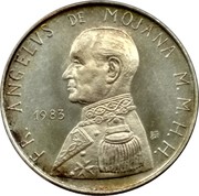 Malta 9 Tari Angelo 1983 Proof X# 97 FR. ANGELVS DE MOJANA M. M. H. H. 1983 coin obverse Malta 9 Tari Angelo 1983 Proof X# 97 FR. ANGELVS DE MOJANA M. M. H. H. 1983 coin obverse