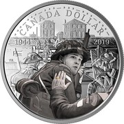 Canada Dollar The 75th Anniversary of D-Day Coloured 2019 CANADA DOLLAR 1944 2019 TB coin reverse Canada Dollar The 75th Anniversary of D-Day Coloured 2019 CANADA DOLLAR 1944 2019 TB coin reverse